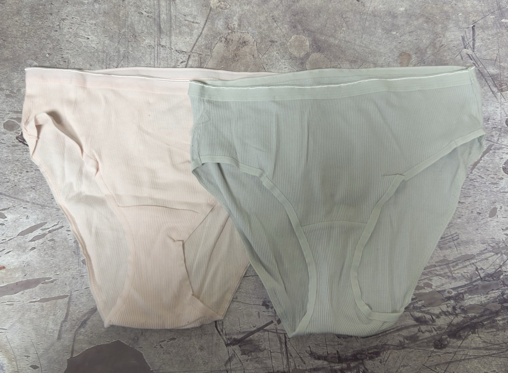 Joyspun Women's Cotton Hipster Hi Cut Panties 2 Pack Size Large 12-14